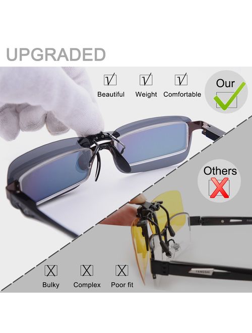 Polarized Clip on Sunglasses for Prescription/Myopia Eyeglasses Outdoor/Driving