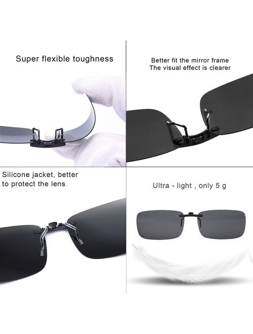 Polarized Clip on Sunglasses for Prescription/Myopia Eyeglasses Outdoor/Driving