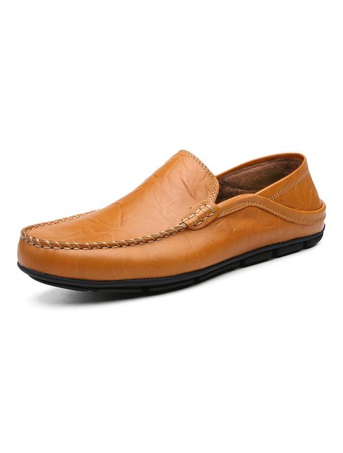 Lapens Men's Driving Shoes Premium Genuine Leather Fashion Slipper Casual Slip On Loafers Shoes