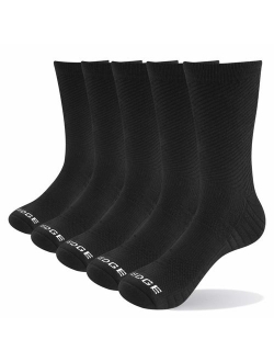 YUEDGE Men's Cushion Breathable Cotton Crew Socks Outdoor Sports Athletic Hiking Socks(5 Pairs/Pack)