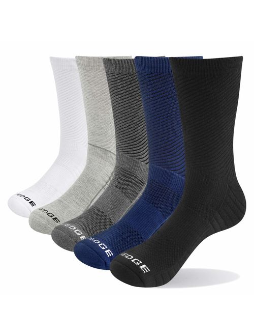 YUEDGE Men's Cushion Breathable Cotton Crew Socks Outdoor Sports Athletic Hiking Socks(5 Pairs/Pack)