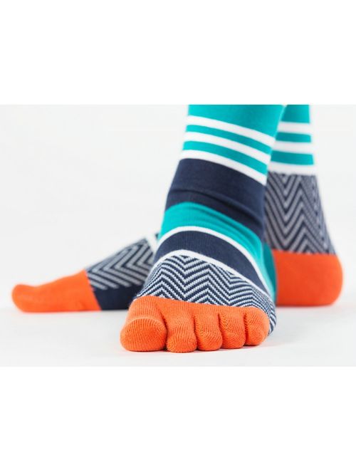 Men's Five Finger Toe Socks Cotton Crew Casual Colorful Patterned 5/6 Pairs