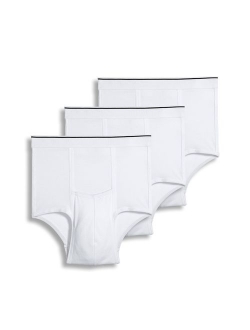 Men's Cotton Solid Elastic Waist Underwear Pouch Brief - 3 Pack