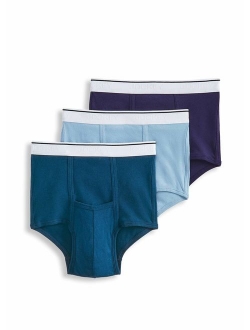 Men's Cotton Solid Elastic Waist Underwear Pouch Brief - 3 Pack