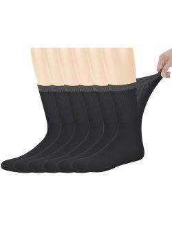 Yomandamor Best Mens Bamboo Mid-Calf Diabetic Socks With Seamless Toe,6 Pairs L Size(Socks Size:10-13)