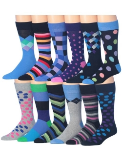 ColorfutMen's 12 Pairs Soft Cotton Blend Colorful Funky Gift Box Dress Socks