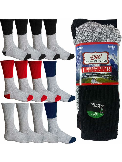 Mens Womens Thermal Socks Ultra Warm Thick Boot Socks 12-pack By DEBRA WEITZNER