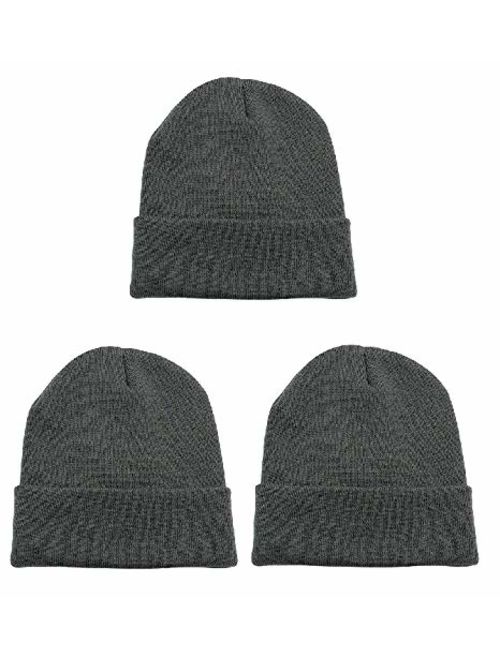 Gelante Unisex Beanie Cap Knitted Warm Solid Color and Multi-Color Multi-Packs