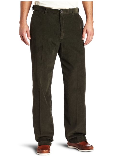 Haggar Mens Work-To-Weekend Hidden Expandable-Waist Corduroy Plain-Front Pant