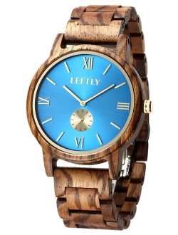 LEFTLY Mens Wooden Watch Handmade Wood Band Lightweight Miyota Movement Quartz Wrist Watch