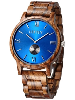 LEFTLY Mens Wooden Watch Handmade Wood Band Lightweight Miyota Movement Quartz Wrist Watch