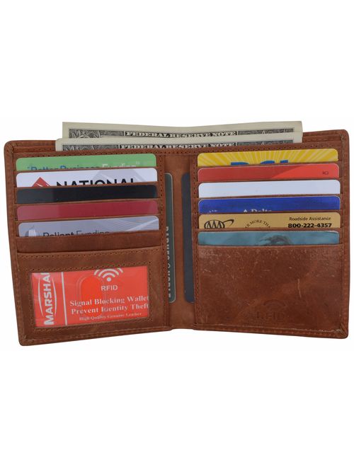 RFID Blocking Bifold Hipster Credit Card Wallet Premium Lambskin Leather