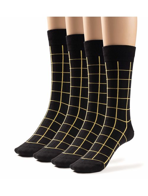 Silky Toes Modal Men's Dress Crew Socks, Solid and Designed Super Soft Socks Multi Pack