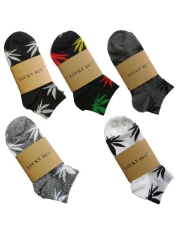 5 Pairs Unisex Marijuana Weed Leaf Boat Warm Cotton Socks US 5-9.5