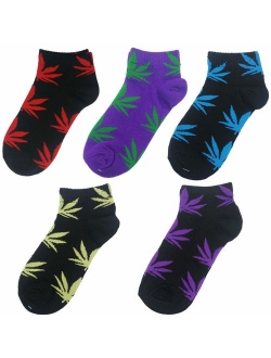 5 Pairs Unisex Marijuana Weed Leaf Boat Warm Cotton Socks US 5-9.5