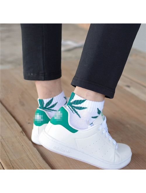 5 Pairs Unisex Marijuana Weed Leaf Boat Warm Cotton Socks US 5-9.5