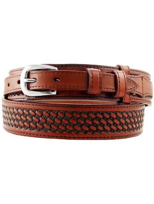 James Western Basketweave Leather Embossed Ranger Belts