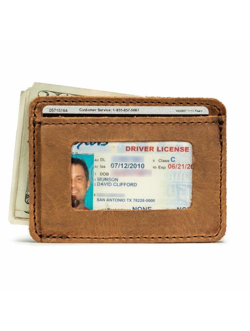 Saddleback Leather Co. Slim Full Grain Leather Front Pocket ID Window Wallet for Men Includes 100 Year Warranty