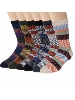 5/6 Pairs Mens Wool Socks Warm Winter Thermal Cozy Casual Socks for Men