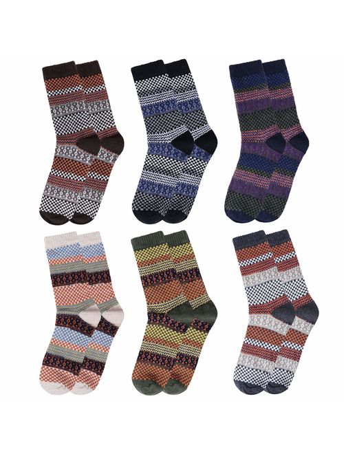 5/6 Pairs Mens Wool Socks Warm Winter Thermal Cozy Casual Socks for Men