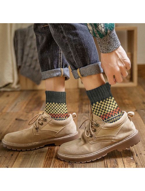 5/6 Pairs Mens Wool Socks Warm Winter Thermal Cozy Casual Socks for Men