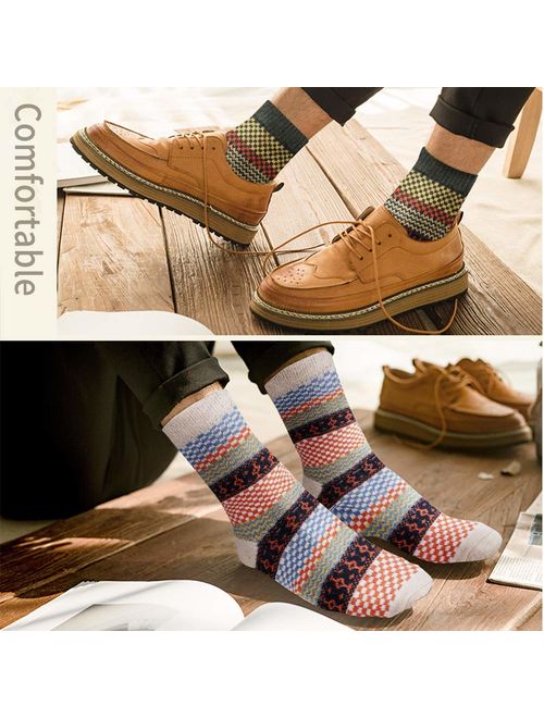 5/6 Pairs Mens Wool Socks Warm Winter Thermal Cozy Casual Socks for Men