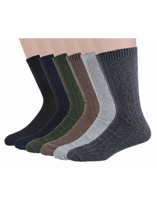 5/6 Pairs Mens Wool Socks Warm Winter Thermal Cozy Casual Socks for Men