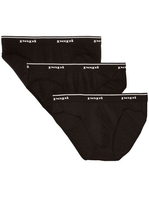 papi Men's Cotton Solid Elastic Waist Low Rise Brief Pack of 3 Underwear