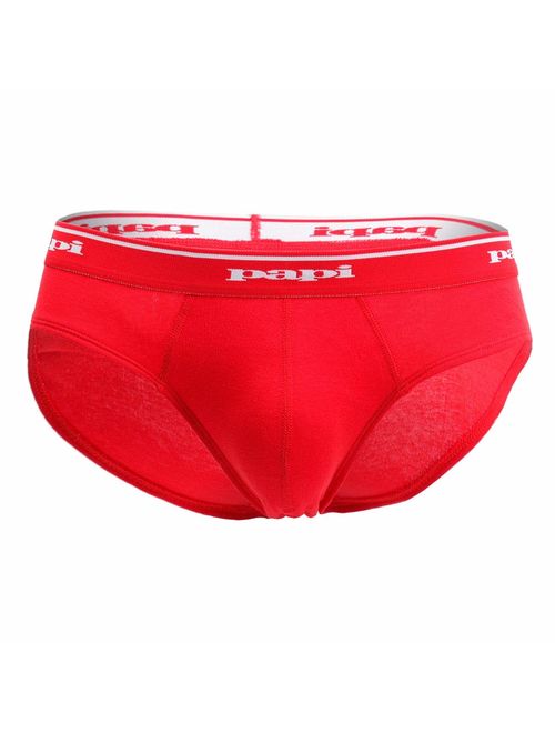 papi Men's Cotton Solid Elastic Waist Low Rise Brief Pack of 3 Underwear