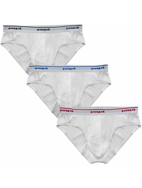 papi Men's Cotton Solid Elastic Waist Low Rise Brief Pack of 3 Underwear