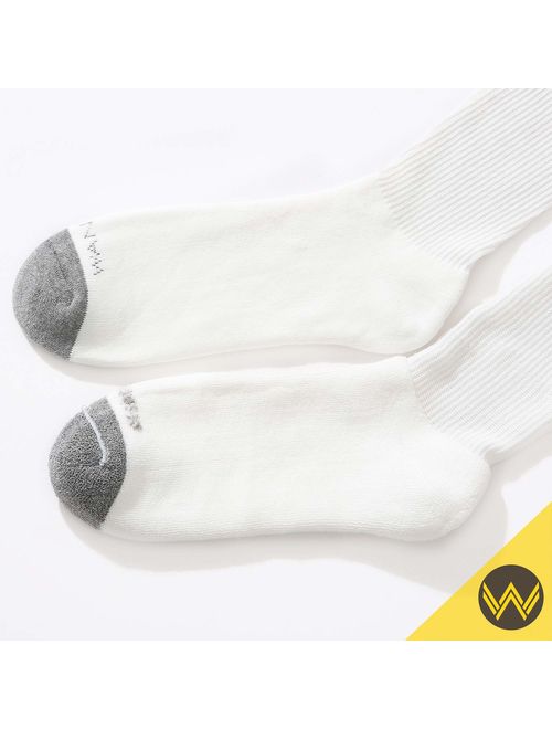 WANDER Men's Cushion Crew Socks 6 Pairs Athletic Running 8-13/12-15 Socks Men Cotton Sport Wicking Work