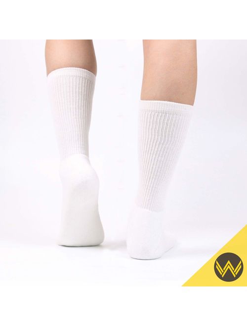 WANDER Men's Cushion Crew Socks 6 Pairs Athletic Running 8-13/12-15 Socks Men Cotton Sport Wicking Work