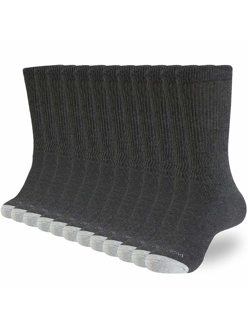 WANDER Men's Cushion Crew Socks 6 Pairs Athletic Running 8-13/12-15 Socks Men Cotton Sport Wicking Work