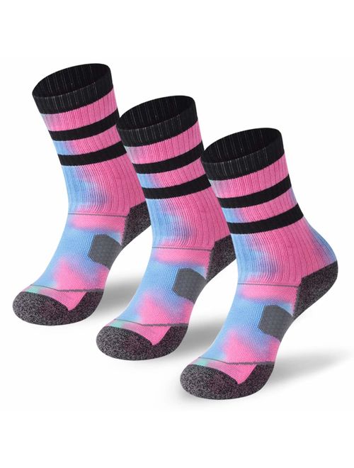 Hiking Crew Socks, Forcool Cushion Men's Women's Arch Support Sports Socks, 1/3 Pairs