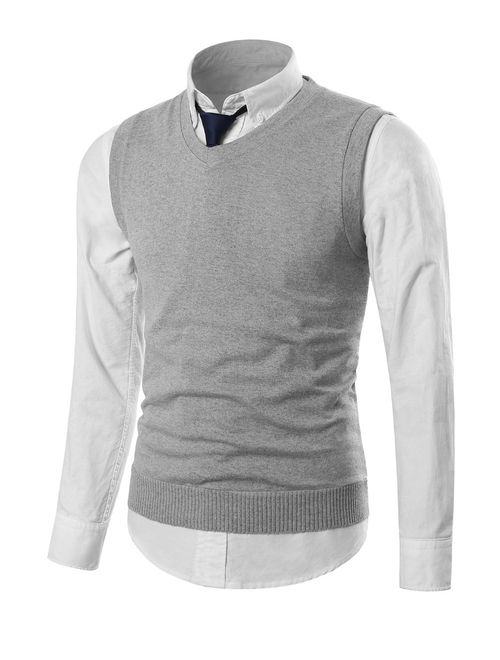 MIEDEON Mens Casual Slim Fit Knit Vest Sweater