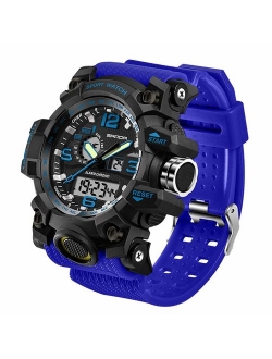 Men's Military Watch, Dual-Display Waterproof Sports Digital Watch Big Wrist for Men with Alarm