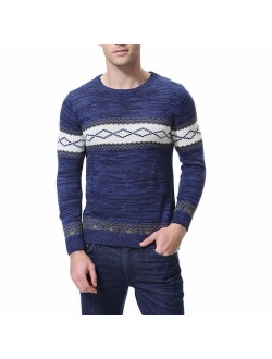 Zicac Men's Casual Long Sleeve Twisted Knitted Turtleneck Pullover Crew-Neck Knitwear Jumper Casual Knitted Pullover Sweaters