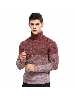 Zicac Men's Casual Long Sleeve Twisted Knitted Turtleneck Pullover Crew-Neck Knitwear Jumper Casual Knitted Pullover Sweaters