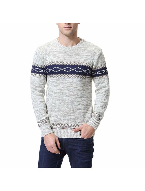 Zicac Men's Casual Long Sleeve Twisted Knitted Turtleneck Pullover Crew-Neck Knitwear Jumper Casual Knitted Pullover Sweaters