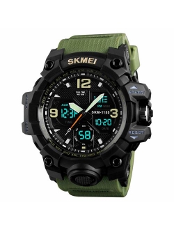 Mens Analog Digital LED 50M Waterproof Outdoor Sport Watch Military Multifunction Casual Dual Display 12H/24H Stopwatch Calendar Wrist Watch