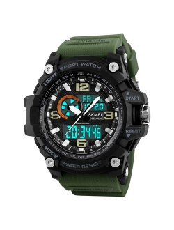 Mens Analog Digital LED 50M Waterproof Outdoor Sport Watch Military Multifunction Casual Dual Display 12H/24H Stopwatch Calendar Wrist Watch