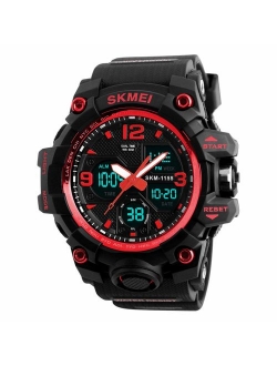 Mens Analog Digital LED 50M Waterproof Outdoor Sport Watch Military Multifunction Casual Dual Display 12H/24H Stopwatch Calendar Wrist Watch