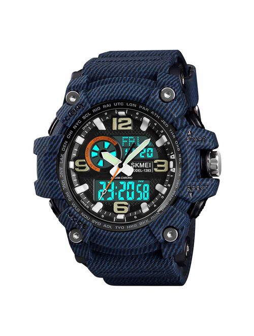 Mens Analog Digital LED 50M Waterproof Outdoor Sport Watch Military Multifunction Casual Dual Display 12H/24H Stopwatch Calendar Wrist Watch