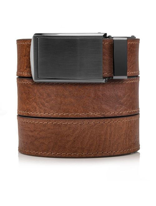 SlideBelts Men's Adjustable Buckle Top Grain Leather Ratchet Belt