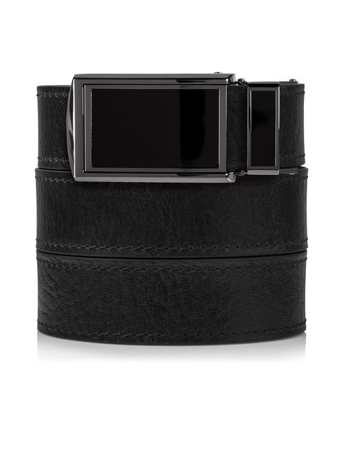 SlideBelts Men's Adjustable Buckle Top Grain Leather Ratchet Belt