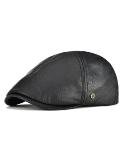 VOBOOM Lambskin Leather Ivy Caps Classic Ivy Hat Cap 6 Pannel Cabbie Beret hat