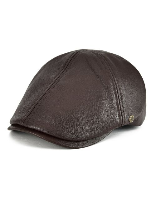 VOBOOM Lambskin Leather Ivy Caps Classic Ivy Hat Cap 6 Pannel Cabbie Beret hat