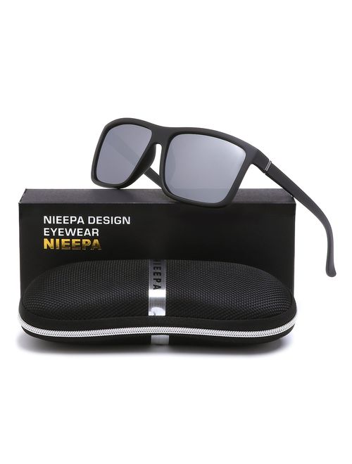 NIEEPA Men's Sports Polarized Sunglasses Square Frame Glasses