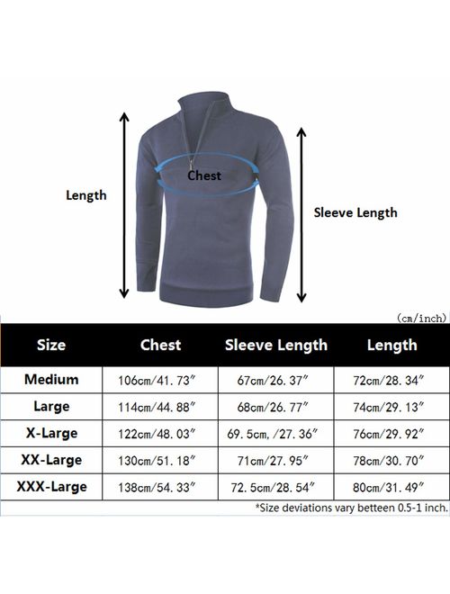 NITAGUT Mens Slim Fit Zip Up Mock Neck Polo Sweater Casual Long Sleeve Sweater and Pullover Sweaters with Ribbing Edge