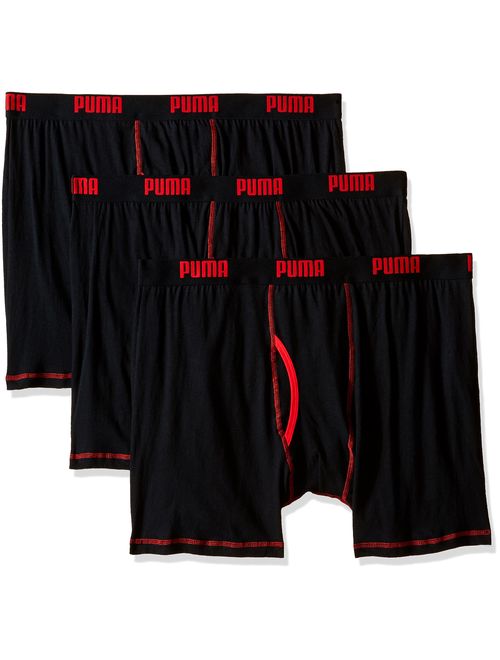 PUMA Men's 3 Pack 100% Cotton Solid Elastic Waist Boxer 